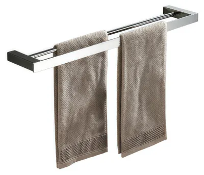 Handtuchstange 40 cm, doppelt, Edelstahl poliert, Wandmontage