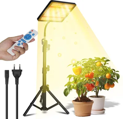 Obrázok produktu pre Bettizia LED lampa na rastliny so stojanom, 25 W plnospektrálna pestovateľská lampa, 77-130 cm výškovo nastaviteľné svetlo na rastliny so stojanom pre izbové rastliny