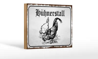 Produktbild von Holzschild Hinweis 18x12cm Hühnerstall Hühner Bauernhof