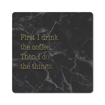 Produktbild von MuchoWow® Mauspad Mousepad Zitate - Kaffee - Gold - Marmor 20x20 cm - Mousepads - Maus Mat - Pad - Mausunterlage - Desk Mat - Bureauartikeln