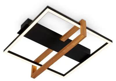 Immagine prodotto di Lampada da soffitto a LED, nera, con legno, LED/14W