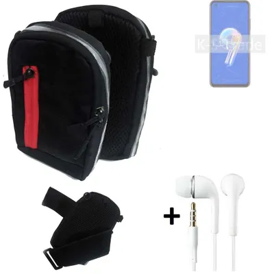 Produktbild von K-S-Trade Outdoor Gürteltasche Holster Umhängetasche + Kopfhörer kompatibel mit Asus Zenfone 9 schwarz Handy Tasche Case travelbag Schutzhülle