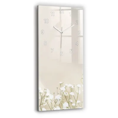 Produktbild von Wallfluent Wanduhr – Stilles Quarzuhrwerk - Uhr Dekoration Wohnzimmer Schlafzimmer Küche - Zifferblatt - weiße Zeiger - 30x60 cm - Blütenputzblüten