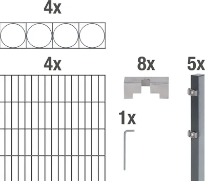 Produktbild von Alberts Doppelstabmattenzaun Oslo, Höhe 140 cm, Länge 8 m, 2 m Matte, anthrazit, zum Einbetonieren