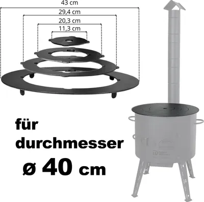 Produktbild von Ø38-42 cm Adapter - Ringe für Eintopfofen Utschak Herdplatte für Feuerkessel Kasan Adaptierung Kazan