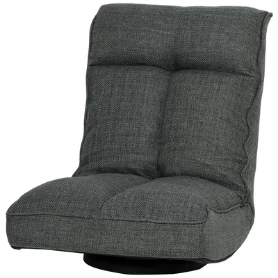 Produktbild von 360¡ã drehbarer, klappbarer Bodenstuhl, gepolsterter Bodenstuhl mit 5-fach verstellbarer Rš¹ckenlehne, 58 x 107 x 79 cm, Grau
