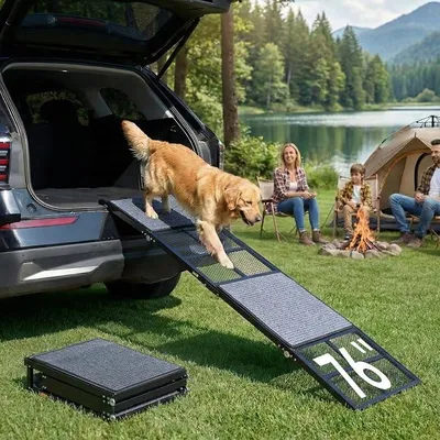 Imagen del producto de Rampa extra larga para perros (193 cm), ideal para automóviles, plegable y con superficie antideslizante