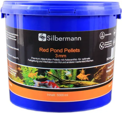 Produktbild von Silbermann Teichfutter Pellets - schwimmendes Hauptfutter für Teichfische (5000 ml, rot 3 mm), SIG 142