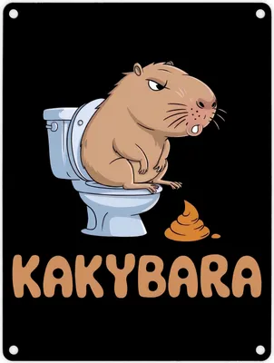 Produktbild von Capybara auf Toilette Metallschild in 15x20 cm Kakybara Toilettenschild