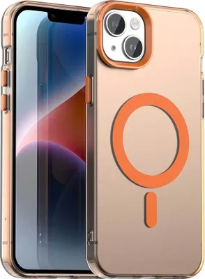 Obrázek produktu pro Magnetické pouzdro pro iPhone 15, tenké matné průsvitné nárazuvzdorné pouzdro Pomerančový