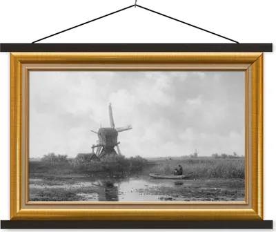 Produktbild von MuchoWow® Textilposter Maler - Kunst - Gold - Rahmen 60x40 cm mit schwarzem Rahmen - Hölzernes