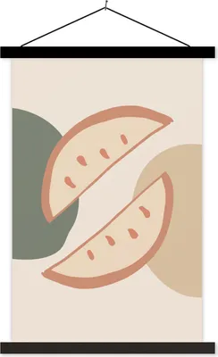 Produktbild von MuchoWow® Textilposter Obst - Pastell - Sommer 120x180 cm mit schwarzem Rahmen - Fotos