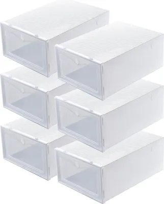 Zdjęcie produktu dla 6PCS Pudełko do przechowywania butów Duże, białe, pogrubione, przezroczyste etui na buty z klapką do domu