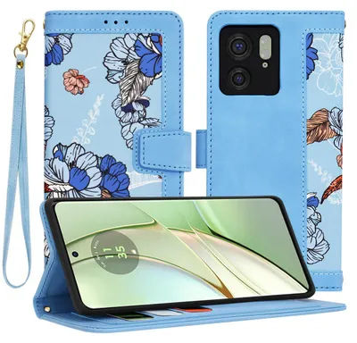 Produktbild von Techsuit FlipCraft Book Wallet Klapphülle mit Kabel für Motorola Edge 40 - Vibrant Blue