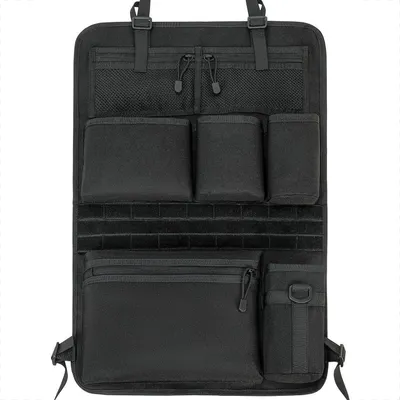 Productafbeelding van Autostoel organizer, zwart, met 7 vakken, afmetingen 61x42 cm, gemaakt van Oxford-stof