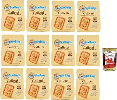 Produktbild von 12x Mulino Bianco Galletti Kekse mit 100% italienischer Frischmilch 800 g Biscuits cookie + Italian gourmet polpa 400g