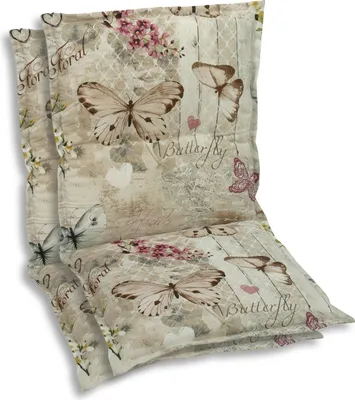 Produktbild von GO-DE Textil, Sesselauflage Niederlehner, 2er Set, Farbe: beige, Maße: 100 cm x 50 cm x 6 cm, Rueckenhoehe: 52 cm