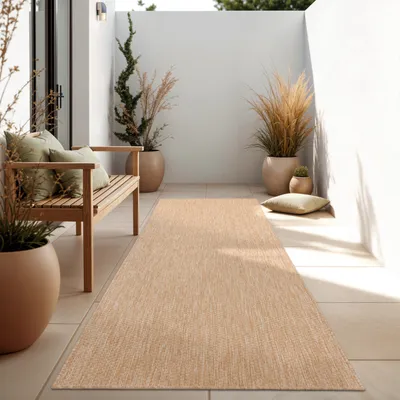 Immagine prodotto di Tappeto per interni ed esterni a trama piatta monocromatico moderno resistente alle intemperie per terrazza cucina dimensioni 80x250 cm