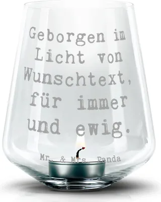 Produktbild von Mr. & Mrs. Panda Personalisiertes Gravur Windlicht Personalisiertes Gravur Windlicht - Transparent - Geschenk, Kerzenlicht, Einzigartigkeit, hochwertige Verarbeitung