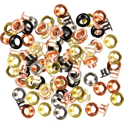 Produktbild von Bunte Ösen (Eyelets) Nieten aus Eisen (vernickelt) für Ösenzange Ø 5 mm 100-tlg,