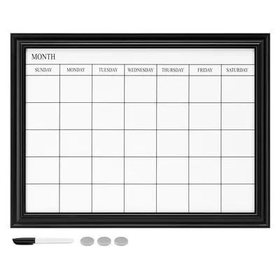 Produktbild von Navaris Magnetisches Whiteboard mit Rahmen - 60 x 45 cm magnetischer Wochenplaner - Tafel abwischbar mit Magneten Stifte - Magnettafel mit Kalender