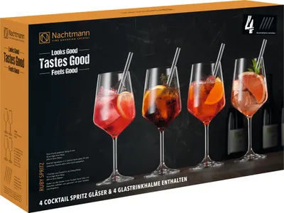 Productafbeelding van Nachtmann Cocktail/Spritz Set/4 + 4 Glastrinkhalme 7608/8tlg Tastes Good 105438