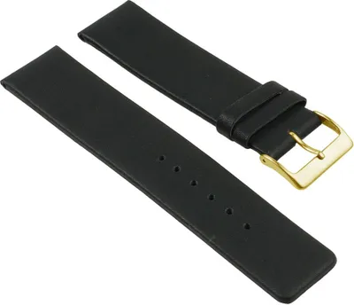Produktbild von Uhrenarmband Leder wasserfest gleichlaufend schwarz 26403G, Stegbreite:18mm