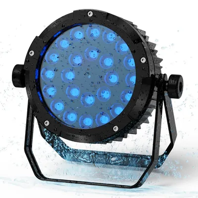 Produktbild von Wasserdichter RGBWA+UV LED PAR Scheinwerfer - 150W Bühnenbeleuchtung - 24x10W 6-in-1 LEDs - DMX512, Sound, Auto, Master/Slave - 6/10 Kanäle - EU Stecker