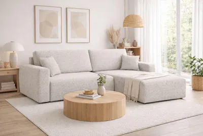 Produktbild von Kaiser Möbel Ecksofa mit Schlaffunktion und Bettkasten, Ariel L-Form im Sofa-Chenille Stoff Artico, Nata, Rechts