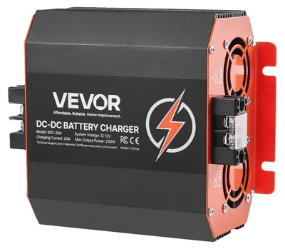 Obrázek produktu pro VEVOR 12 V 20 A DC/DC nabíječka, 250 W, ideální pro olověné, lithiové, AGM, GEL a mokré baterie, inteligentní vícestupňové nabíjení, pro obytné vozy, užitková vozidla, lodě, jachty