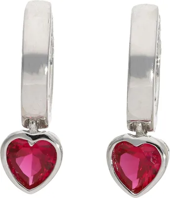 Produktbild von Creolen Silber 925 Zirkonia Herz Rot JL10-06-3788 JuwelmaLux