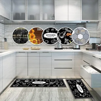 Produktbild von Famanu Küchenmatten-Set Antislip Waschbar - 2-teilig (43 x 75 + 43 x 150 cm)