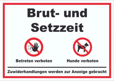 Produktbild von Brut- und Setzzeit Betreten verboten Hunde verboten Schild A0 Rückseite selbstklebend
