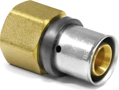 Immagine prodotto di Passaggio a pressa Pipetec da tubo composito in alluminio 16 x 2 mm a filettatura interna da 3/4" Dimensioni: 16 x 2 mm - 3/4 di pollice