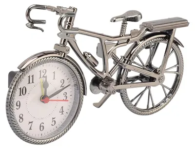 Vintage Fiets-Tischuhr, Kunststoff, 22 cm, analog, silber