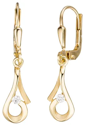 Produktbild von Boutons Ohrringe Ohrhänger 333 Gold Gelbgold teilmatt Zirkonia Damen