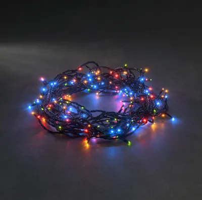 Produktbild von Konstsmide - Micro LED Lichterkette, mit 8 Funktionen, Steuergerät und Memoryfunktion, 80 bunte Dioden, 24V Außentrafo, schwarzes Kabel ; 3630-500