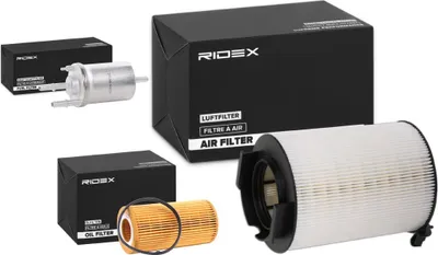 Produktbild von RIDEX Filterset Inspektionspaket Filtersatz für VW Golf V Schrägheck (1K1) TOURAN (1T1, 1T2) GOLF PLUS (5M1, 521) für AUDI A3 Sportback (8PA)