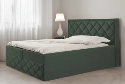 Produktbild von Bett Boxspringbett DORI 3 mit Topper T25 und Bettkästen - Doppelbett, Stauraum, Schlafzimmer, Polsterbett, Bettgestell (160x200, Grün - ITAKA 10)
