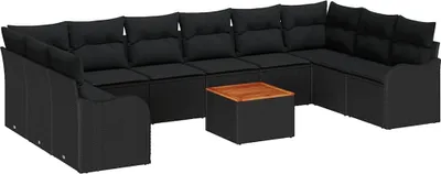 Produktbild von vidaXL Gartensofa-set 11 stk. Schwarz Poly-Rattan