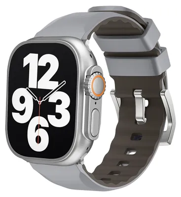 Immagine prodotto di Per Apple Watch SE 2023 44mm due colori Silicone Sport Armband Watch sostituzione braccio Band Grey