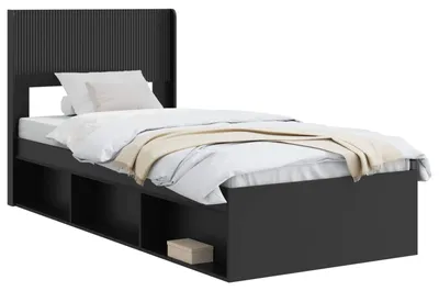 Obrázok produktu pre Posteľový rám s úložným priestorom a čelom Čierna 75 x 190 cm
