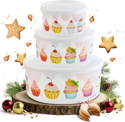 Imagen del producto de Juegos de tres latas para galletas, transparentes, de 1,5 l, 2,5 l y 5 l, para la cocina