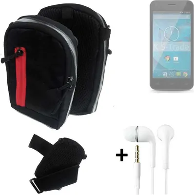 Produktbild von K-S-Trade Outdoor Gürteltasche Holster Umhängetasche + Kopfhörer kompatibel mit Qilive Q.4868 schwarz Handy Tasche Case travelbag Schutzhülle