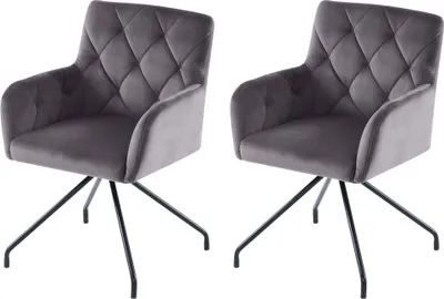 Produktbild von Gepolsterte Sessel Grau Moderne Lounge-Stuehle 2er Set Esszimmerstuehle Rautenmuster Gepolsterter Sessel 4 Metallbeinen Moderner Lounge-Stuhl