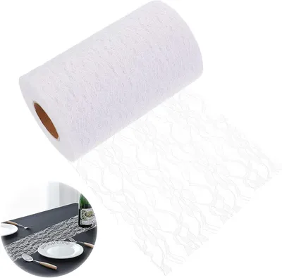 Produktbild von Tischläufer aus Spitze in Weiß, 22 m x 15 cm, Spitzenband für Hochzeiten und Kommunionen