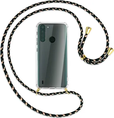 Produktbild von Handykette Backcover-Schutzhülle mit Band (Metall goldfarben) für Motorola One Fusion - camouflage