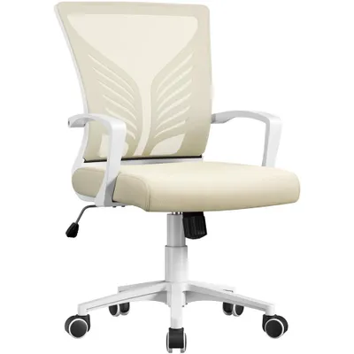 Produktbild von Yaheetech Bürostuhl Schreibtischstuhl mit gepolstertem Sitzkissen & Wippfunktion, Beige