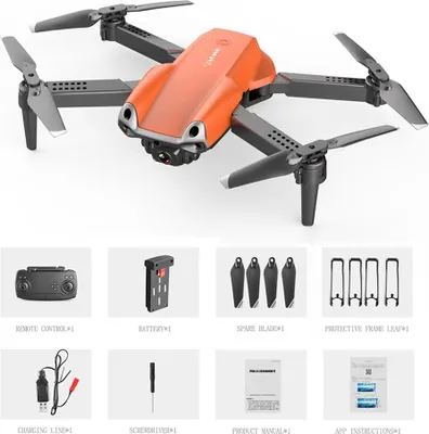 Produktbild von E99 Pro2 K3 RC Mini Drohne 4K Dual HD Kamera WIFI FPV Luftaufnahme Hubschrauber Faltbare Quadcopter Spielzeug Orange
