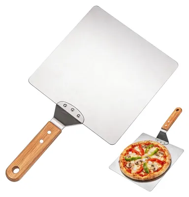 Productafbeelding van Roestvrijstalen Pizzaschep met Houten Handvat - Professioneel Keukenaccessoire